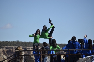 Dancers Miranda Zhou-Galati and Kaidi Wu perform magic tricks in front of an eager audience. (Annie Li)