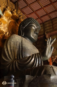 Socha Buddhy v chrámu Todai-ji nacházejícího se ve městě Nara. (fotil Felix Sun)